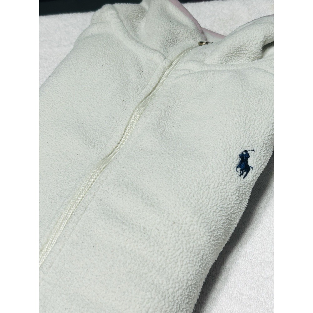 VINTAGEPolo Golf Ralph Lauren Women's Fleece Vest Cream Pink Size Large Full Zip
